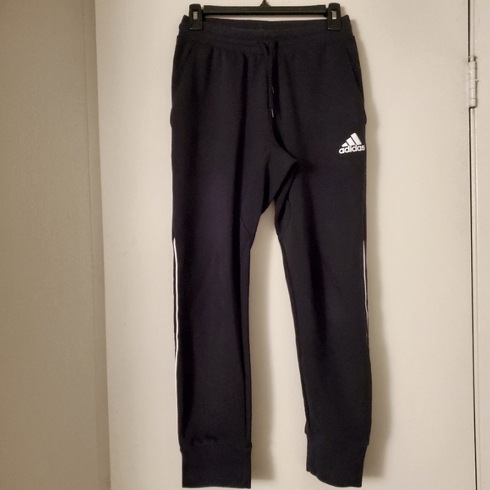 Adidas Joggers Track Pants with White Stripe - Black, Size Small